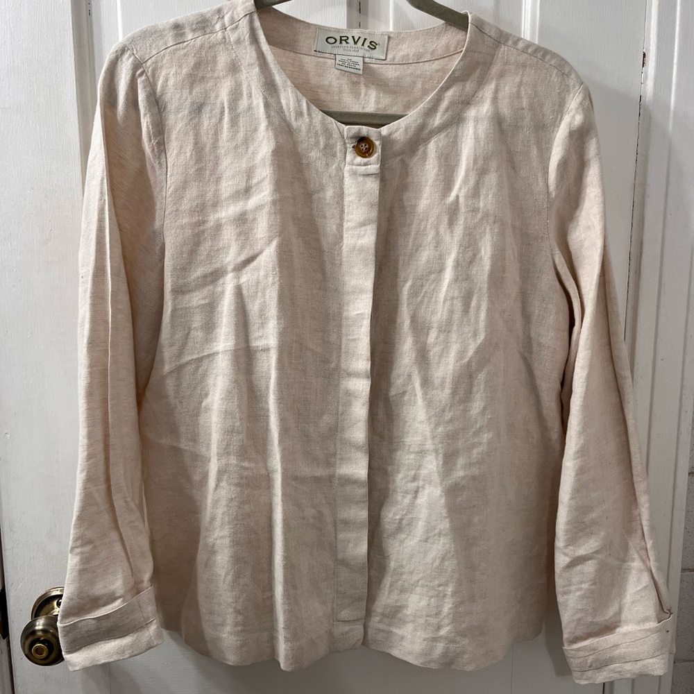 Orvis Women's Beige Button-Down Shirt